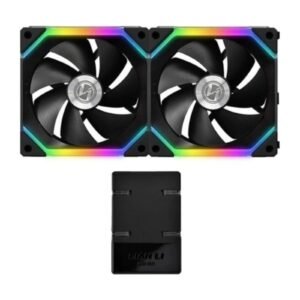 Lian Li UNI FAN SL140 Digital Addressable RGB 140mm Fan with Controller, Twin Pack - Black