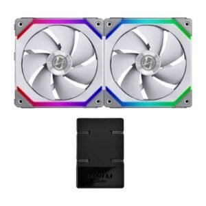 Lian Li UNI FAN SL140 Digital Addressable RGB 140mm Fan with Controller, Twin Pack - White
