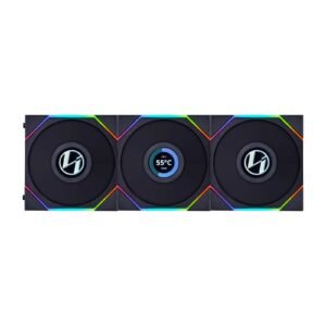 Lian Li Uni Fan TL120 Reverse Blade Case Fan, Black (Triple Pack with Controller)
